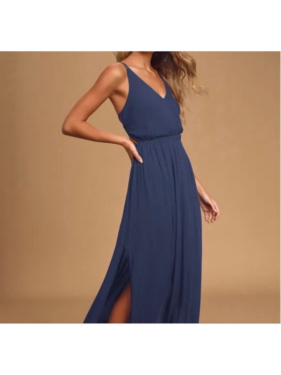 Lulus Dresses & Skirts - Lulus Navy Lost In Paradise Maxi Dress with Strappy Back XS